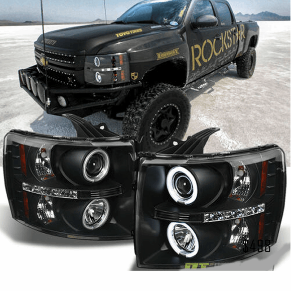 Faros Black 2007-2013 Silverado 1500 2500 3500 Ccfl Halo+led
