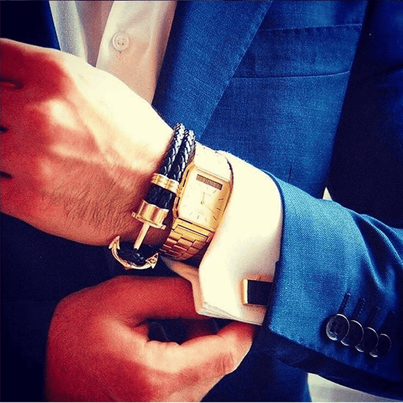 Pulsera Ancla Cuero Gruesa